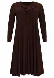 Midi-dress frilled V-neck DOLCE - black brown