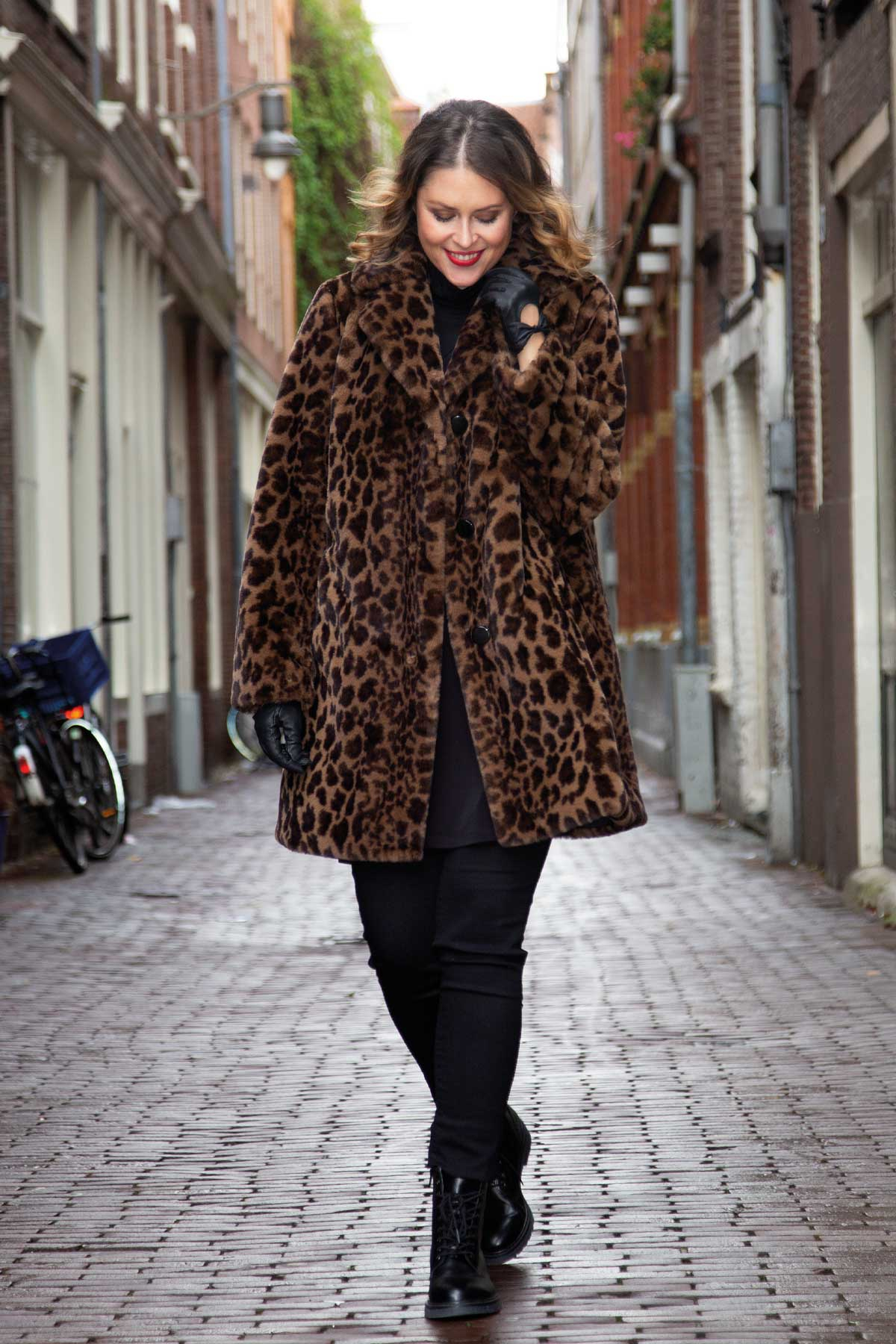 Coat fake fur BROWN LEOPARD