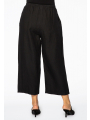 Trousers wide-fit 7/8 LINEN - white black indigo