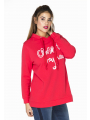 Sweater hooded Close to - black red 